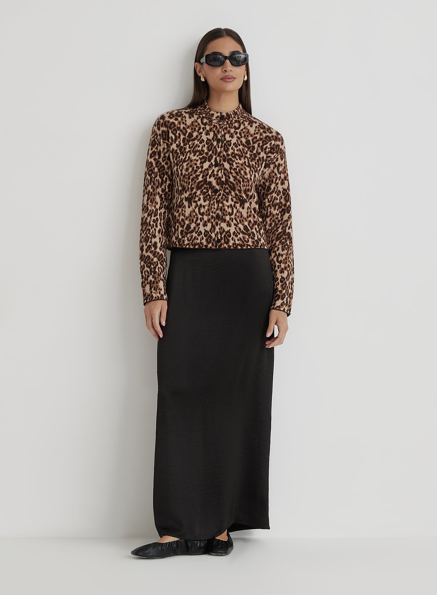 Leopard Print Knitted Cardigan